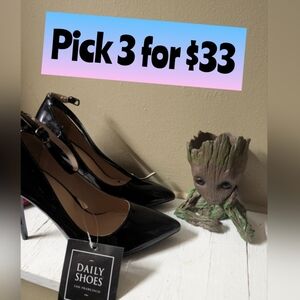 Daily Shoes Classic Ankle Strap Stiletto Pointed SIZE 8 NWT!! BLACK 🔥Pick 3 for